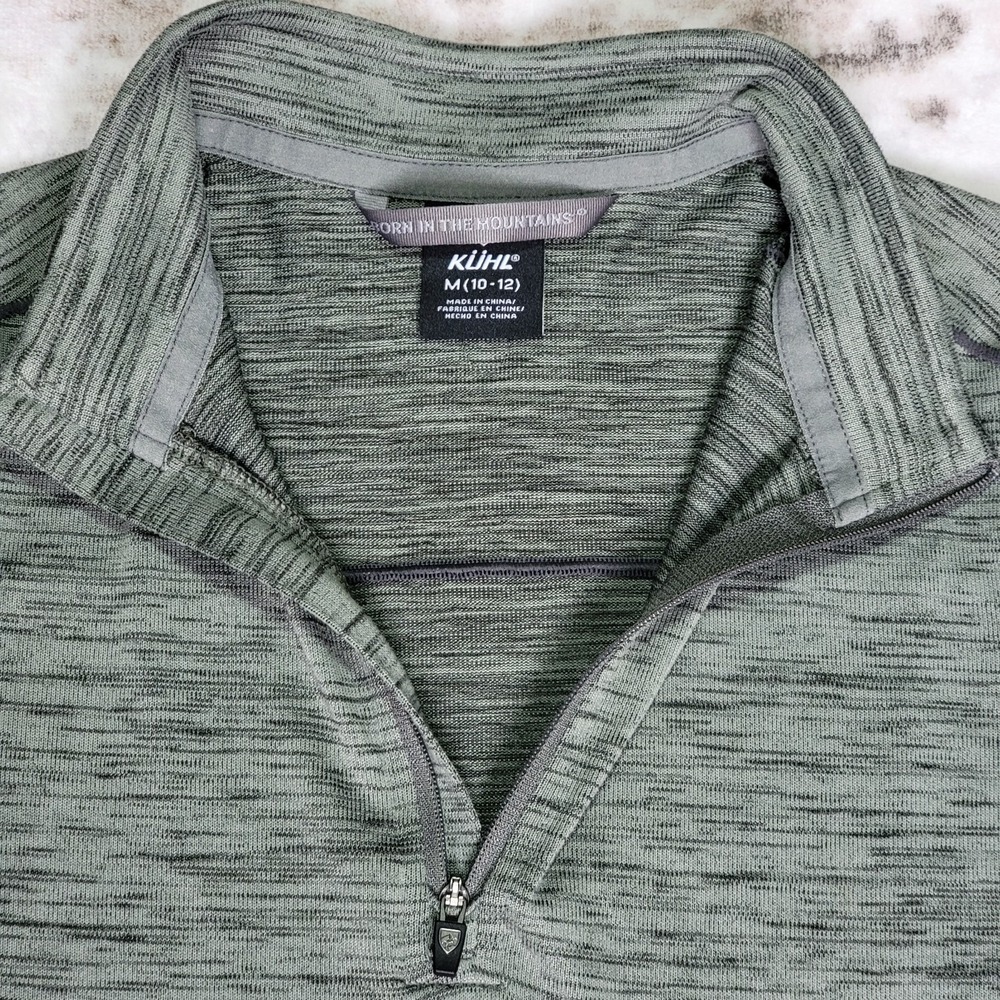 KUHL Boys Alloy M 10/12 1/4 Zip Pullover Longsleeve Green Performance Outdoor